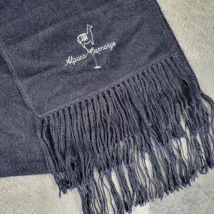 Alpaca Carmago Alpaca Rectangular Navy Blue Fringed Scarf NWOT Cozy 9" X 80"